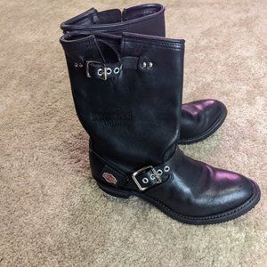 Vintage Harley-Davidson Leather Womans Double Buckle Engineer Moto Boots Sz7 USA